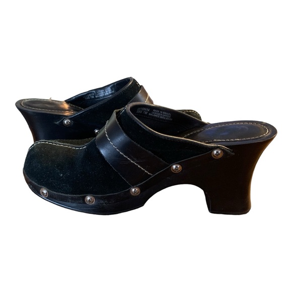 Carlos by Carlos Santana Women’s Deep Black Suede Clogs size 7M Made in Brazil - Picture 2 of 11